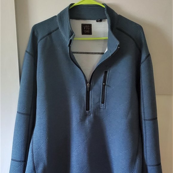 VTG 1946 Men's Pullover Sweatshirt Jacket 1/2 Zip Front Ribbed Texture Sporty - Picture 1 of 12